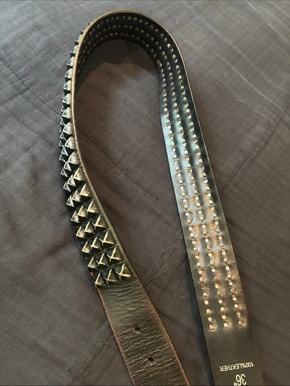 Studded Leather Belt - Black with Silver Studs
